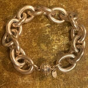 Bronze Milor Italy Linked Rose Gold Bracelet Magnetic Closure 8 Inches